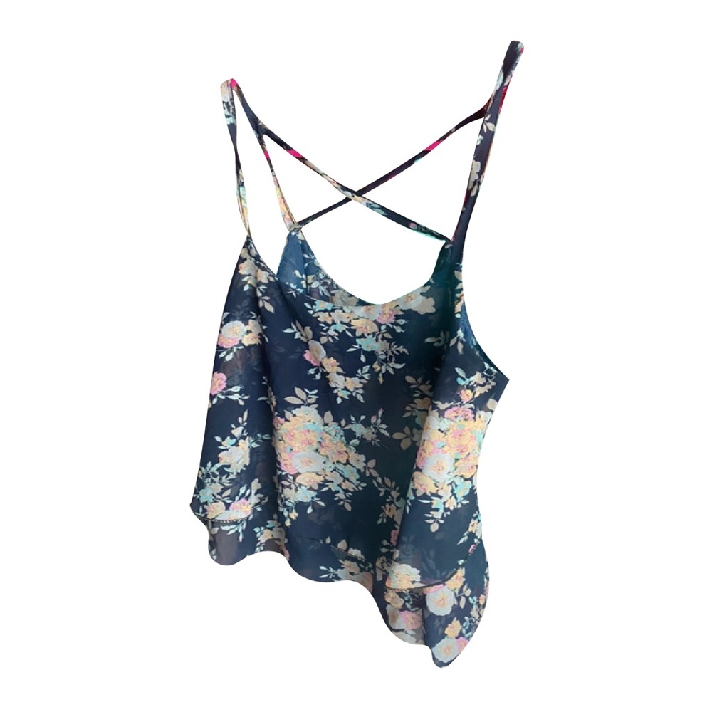 Blue floral tank top